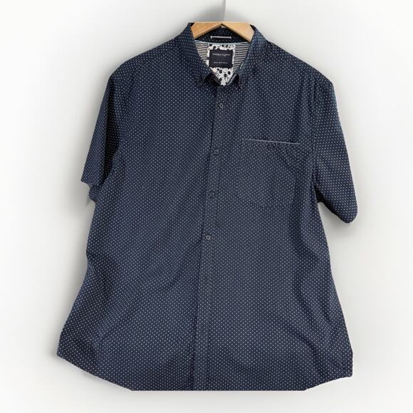 Denim And Flower Ricky Singh Men’s Casual Shirt Navy White Polls Dot‎ XL - Picture 1 of 9